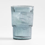 Atwell 16-Oz. Blue Stackable Ribbed Highball Glass.