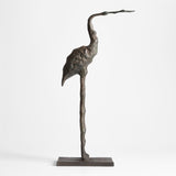 Aves Large Metal Crane Sculpture.