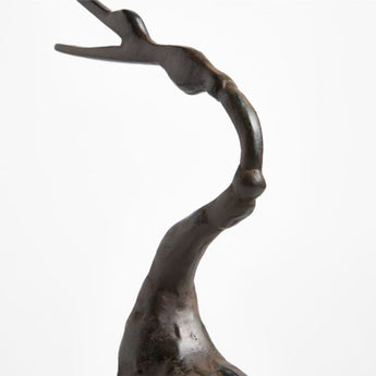 Aves Small Metal Crane Sculpture.