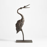 Aves Small Metal Crane Sculpture.