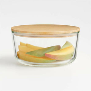 7-Cup Round Glass Storage Container with Bamboo Lid.