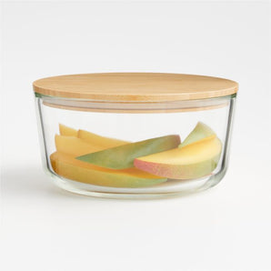 7-Cup Round Glass Storage Container with Bamboo Lid