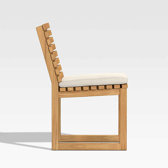 Batten Outdoor Dining Side Chair with Oat Sunbrella ® Cushions.