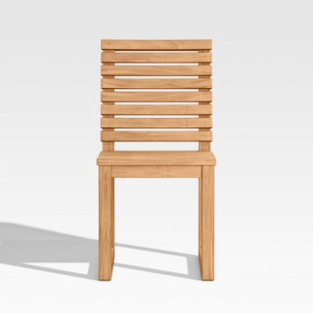 Batten Natural Teak Outdoor Side Chair.