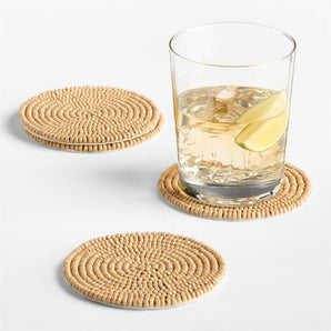 Wooden Beaded Coasters, Set of 4
