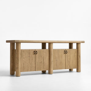 Breckenridge Weathered Rustic Oak Wood Credenza
