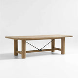 Breckenridge 100"-126" Weathered Rustic Oak Wood Extendable Dining Table.