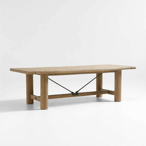 Breckenridge 100"-126" Weathered Rustic Oak Wood Extendable Dining Table.