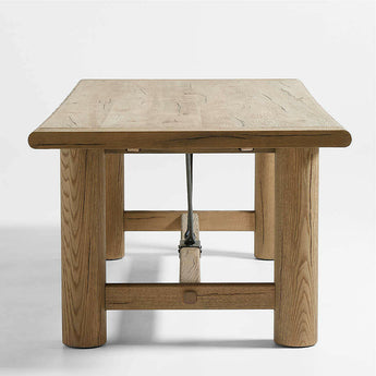 Breckenridge 100"-126" Weathered Rustic Oak Wood Extendable Dining Table.