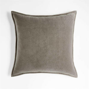 Washed Cotton Velvet Throw Pillow with Down-Alternative Insert Frost 20"x20"