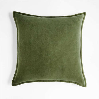 Washed Cotton Velvet Throw Pillow Cover with Feather Insert 20 x 20".
