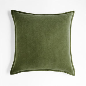 Washed Cotton Velvet Throw Pillow Cover with Feather Insert 20 x 20"