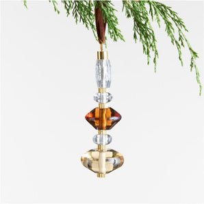 Adorno de árbol de Navidad de vidrio apilado en color ámbar, dorado y transparente de 5.5"
