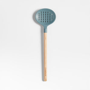 Cuchara ranurada de silicona y madera Crate &amp; Barrel