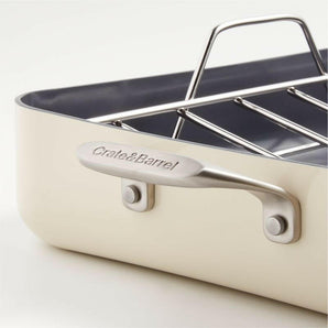 Crate & Barrel EvenCook Core ® Cream Ceramic Roasting Pan.