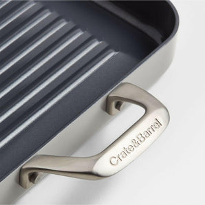 Crate & Barrel EvenCook Ceramic ™ Grey Nonstick Double Burner Grill Pan.