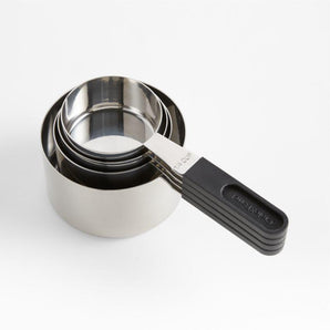 Juego de 4 tazas medidoras de acero inoxidable con asa de clip anidada