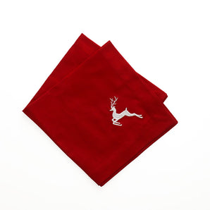 Reindeer Full Napkin With Red Stitching