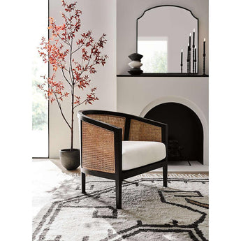 Ankara Black Cane Chair with Ivory Cushion.