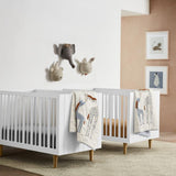 Finn White Wood Convertible Baby Crib wi.