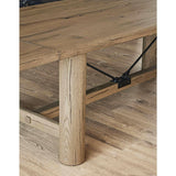 Breckenridge 100"-126" Weathered Rustic Oak Wood Extendable Dining Table.