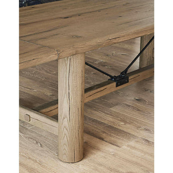 Breckenridge 100"-126" Weathered Rustic Oak Wood Extendable Dining Table.