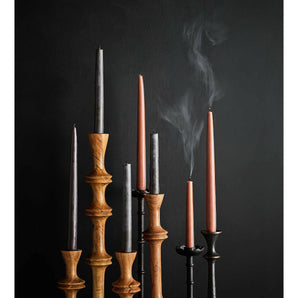 Dipped Rust Brown Taper Candles, Set of 2.