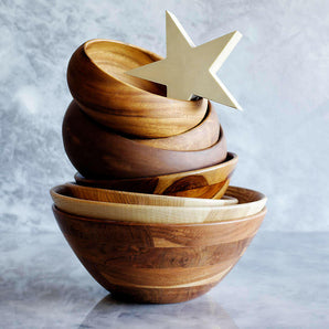 Carson 12" Acacia Wood Salad Serving Bowl.