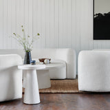 Willy White Plaster Pedestal Side Table.