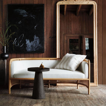 Willy Charcoal Brown Round Pedestal Side Table by Leanne Ford.
