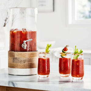 Wood and Marble Drink Dispenser Stand.