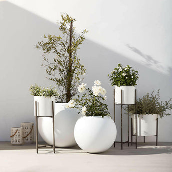 Sphere Small White Indoor/Outdoor Planter.