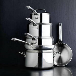 Crate & Barrel EvenCook Core ® 10-Pc. Stainless Steel Cookware Set.