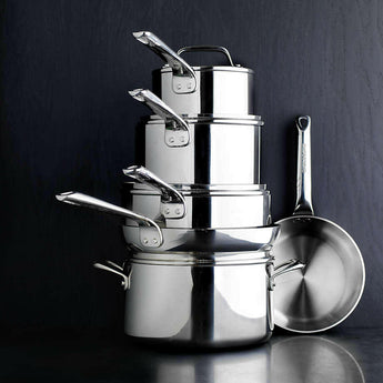 Crate & Barrel EvenCook Core ® 10-Pc. Stainless Steel Cookware Set.
