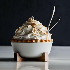Oven-to-Table Small Serve Bowl with Wood Stand.