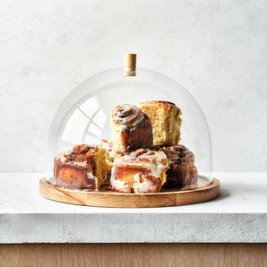 Arla Ash Wood Round Serving Board with Acrylic Lid.