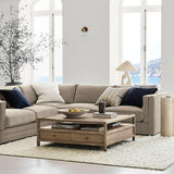 Keane Weathered Natural Wood 45" Square Storage Coffee Table.