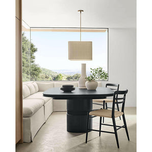 Roseau 48"-70" Charcoal Black Wood Extendable Dining Table.