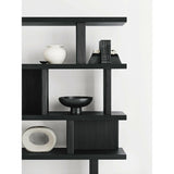 Shelter 72" Wide Charcoal Wood Open Room Divider Bookcase with Shelves.