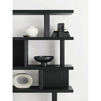 Shelter 72" Wide Charcoal Wood Open Room Divider Bookcase with Shelves.