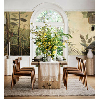 Fringe Trim 18" Natural Linen Table Runner by Laura Kim.