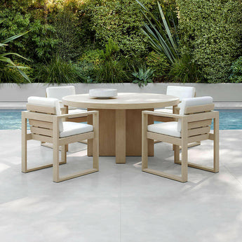 Mallorca 60" Round Wood Outdoor Dining Table.