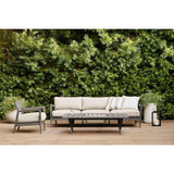 Andorra 61" Grey Wood Outdoor Coffee Table with Drink Bin.