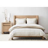 New Natural European Flax Certified Linen Border Crisp White/Arcadia Tan Duvet Cover.