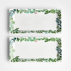 Fuentes de gres con diseño botánico de invierno Cambridge Holiday, juego de 2