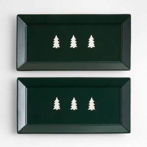 Cambridge Holiday Trees Stoneware Platters, Set of 2