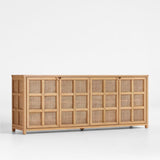 Campagna 76" Rattan and Natural Oak Wood Storage Media Console.