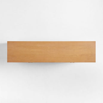 Campagna 76" Rattan and Natural Oak Wood Storage Media Console.