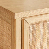 Campagna Rattan and Natural Oak Wood 6-Drawer Dresser.