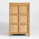 Campagna Rattan and Natural Oak Wood 6-Drawer Dresser.